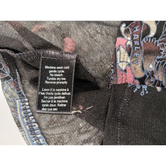 Harley Davidson Womens M Sheer Mesh Short Sleeve AOP Top Vintage Made In USA - Picture 11 of 12